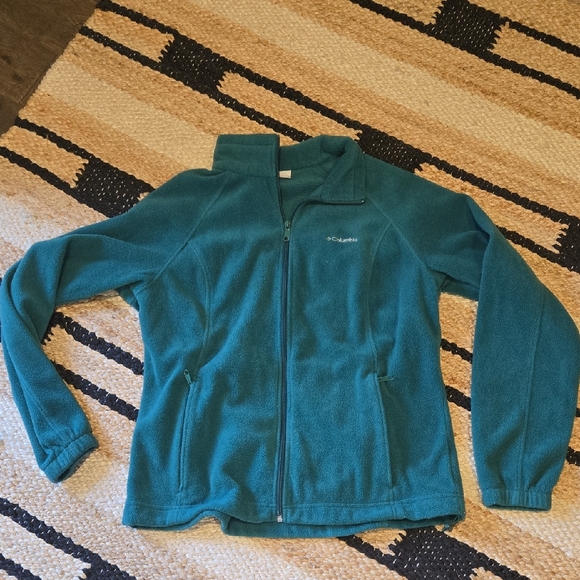Columbia Green Full-Zip Fleece Jacket, XL Womens, Logo, GUC, Outdoor Chic - Picture 3 of 12